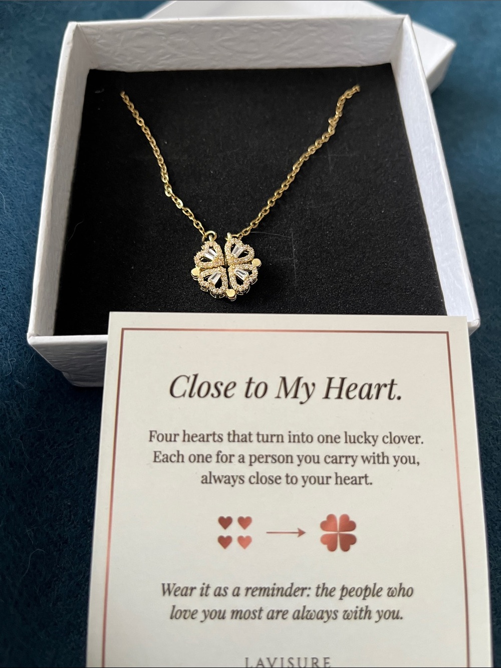 Gold Four-Heart Clover Pendant Necklace - Gold